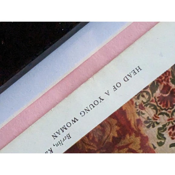 Small Art Head of a Young Woman Vintage Post Card Framed & Matted Dress Hat 1920 - Picture 3 of 7